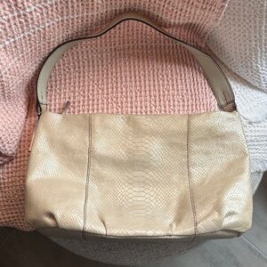Calvin Klein Gold Champagne Snakeskin Leather Shoulder Hobo Bag